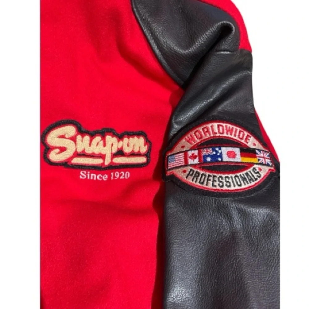 Vintage Snap-On Choko Motorsports Red Wool & Black Leather Men's Jacket Size L